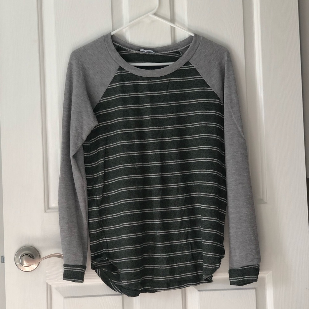 Green and grey long sleeve shirt